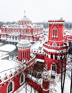 Petrovsky Palace on Leningradsky Avenue in winter