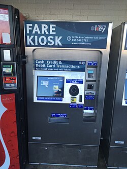 The SEPTA key fare kiosk at the King of Prussia Transit Center in King of Prussia