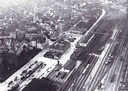 Aerial view of the station in 1905