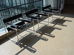 Three versions of Marcel Breuer's "Wassily Chair"