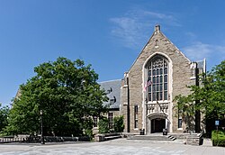 Willard Straight Hall on the Cornell campus, which was occupied by armed anti-Vietnam War protesters in 1969, leading to the resignation of James Alfred Perkins, Cornell's seventh president