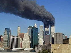The Twin Towers in New York City during the September 11 attacks of 2001