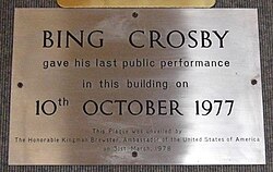 A commemorative plaque in the Brighton Centre foyer