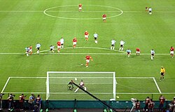 David Beckham scoring a penalty against Argentina at the 2002 FIFA World Cup