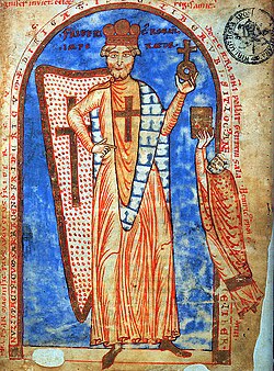 Frederick Barbarossa as a crusader, miniature from a copy of the Historia Hierosolymitana, 1188