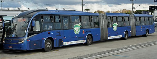 The biggest bi-articulated bus in the world operating in the city.