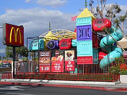 A McDonald's in Panorama City, Los Angeles, California with a Playplace designed to promote a family-friendly image