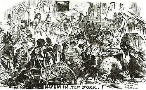 The chaos of Moving Day in New York City in 1856