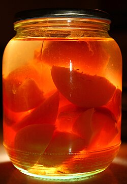 Bulgarian peach kompot – non alcoholic clear juice obtained by cooking fruit