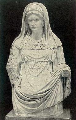 A Roman sculpture depicting a Vestal