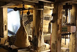 Interior of the Lyme Regis watermill, UK (14th century)