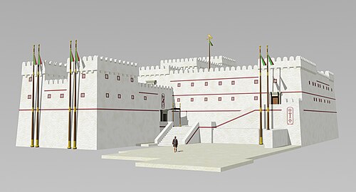Artistic 3D reconstruction of the fort "Qasr Bint al-Yahudi" belong to the time between Psammetichus and Amasis