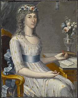 María de los Dolores Gutiérrez del Mazo, in colonial Puerto Rico, in 1796, by the mulatto Rococo painter José Campeche. Painting currently housed in the Brooklyn Museum.[302]