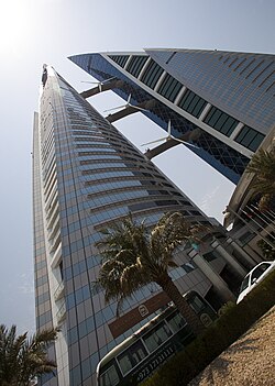 Wind turbines in the Bahrain World Trade Center