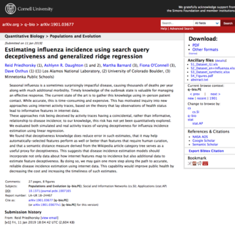 A screenshot of viewing a paper's abstract on arxiv.org in 2021