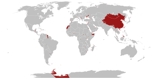 Disputed territories shown in red