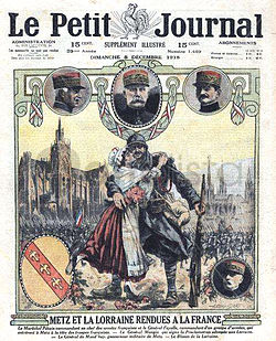 Metz and the Lorraine returned to France, front page of Le Petit Journal dated 8 December 1918
