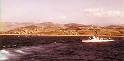 The Israeli Navy missile boat INS Romach off the coast of Lebanon, August 1982