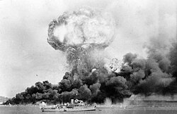 The 1942 Bombing of Darwin, the first of more than 100 Japanese air raids on Australia during World War II