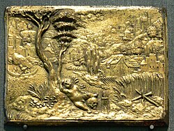 Plaquette by Peter Flötner, Vanitas, 1535–1540, gilt bronze. Created purely as an art object for a collector's market.