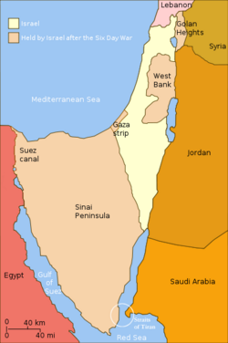 Israel and the territories Israel occupied in the Six Day War