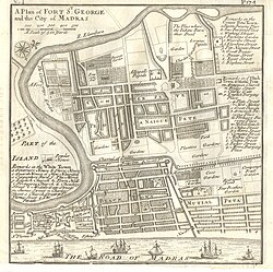 Plan of Fort St George and the city of Madras in 1726, Shows b.Jews Burying Place Jewish Cemetery Chennai, Four Brothers Garden and Bartolomeo Rodrigues Tomb