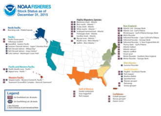 Overfished US stocks, 2015
