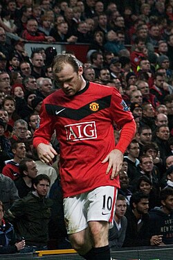 Rooney in a Premier League match against Everton in November 2009