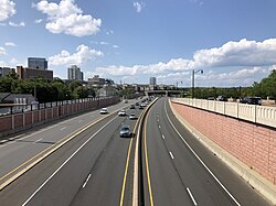 Route 18 northbound in New Brunswick, the primary highway providing access to the city