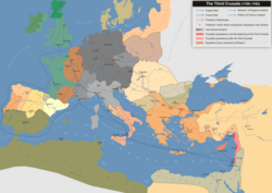 Path of the Third Crusade, Frederick Barbarossa's path in red