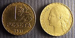 La Rubia, Pta 1 coin from 1937