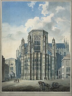 View from Old Palace Yard, in pencil and watercolour. Edward Edwards c. 1780s