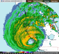 Typically, eyes are easy to spot using weather radar. This radar image of Hurricane Ian clearly shows the eye near Fort Myers, Florida.