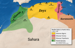 Ottoman Algeria and its neighbouring states in 17th-19th centuries.
