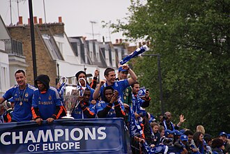 Chelsea held a triumphant open-top bus parade through west London on May 20, 2012, celebrating their 4-3 penalty win over Bayern Munich.