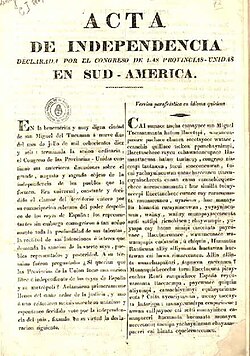 Act of Argentine Independence, written in Spanish and Quechua (1816)