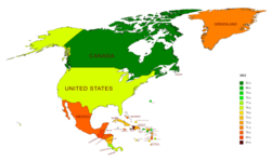 Life expectancy in North America in 2021