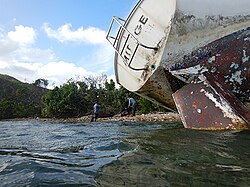 One of the many vessels salvaged following Hurricane Maria on St. Thomas