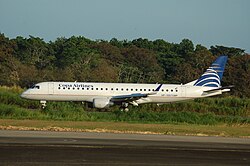 Embraer 190, mainly deployed for regional flights across Central America and Colombia
