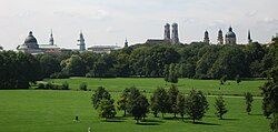 Englischer Garten with Munich skyline
