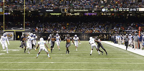 A Grambling State player carries the ball during the 2015 Bayou Classic.