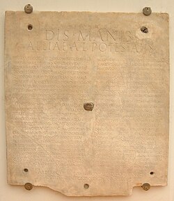 Sepulchral inscription for Allia Potestas, Museo Epigrafico, Terme di Diocleziano, Rome