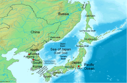 Korea peninsula and the Japanese Archipelago are separated by the Sea of Japan.