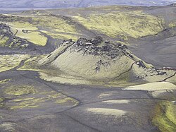 Lakagigar fissure vent in Iceland, the source of the major world climate alteration of 1783–84, has a chain of volcanic cones along its length.