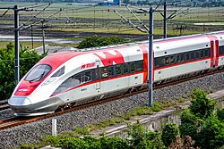 A KCIC400AF train (a variant of CR400AF) passing through Bandung