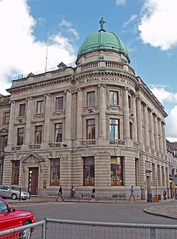 The Royal Society building, at the junction of George Street and Hanover Street in the New Town, Edinburgh