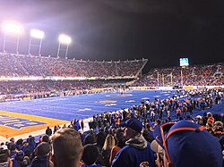 The Boise State Broncos, the first football team to design a blue field