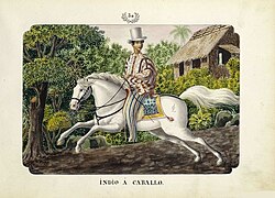 Elite native riding a horse by José Honorato Lozano.