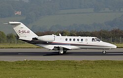 Centreline Air Charter Cessna Citation CJ2 taking off at Bristol Airport.