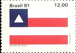 Brazilian stamp from 1981 depicting the flag of Bahia